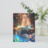 Anime Zeemeermin Meisje Fantasy Kunst Briefkaart (Staand voorkant)