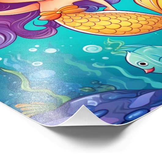 Anime Zeemeermin Meisje Fantasy Kunst Foto Afdruk (Hoek)