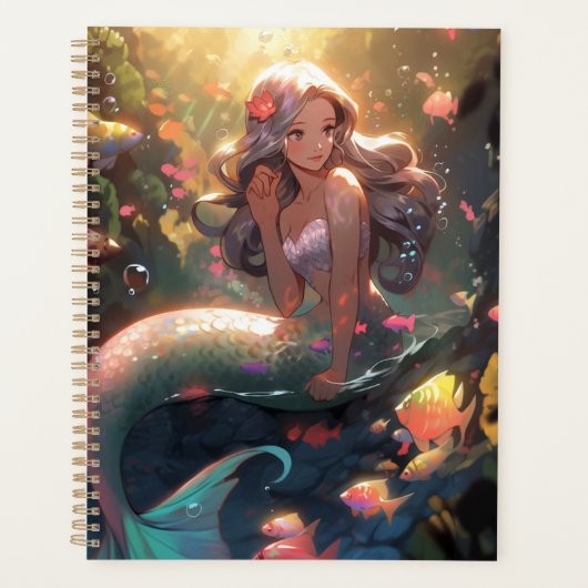 Anime Zeemeermin Meisje Fantasy Kunst Planner (Voorkant)
