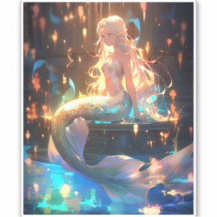 Anime Zeemeermin Meisje Fantasy Kunst Sticker