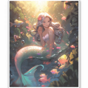 Anime Zeemeermin Meisje Fantasy Kunst Sticker