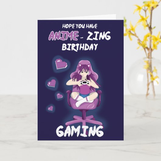 Anime-zing "verbazingwekkende" Verjaardag Gaming K Kaart (Gele Bloem)