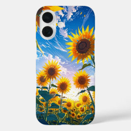 Anime Zomer Zonnebloem Veld iPhone 16 Hoesje