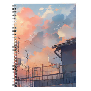 Anime Zonsondergang - Esthetisch Stadsgezicht - Go Notitieboek
