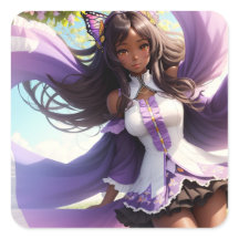 Anime Zwart Meisje Paarse Animecore