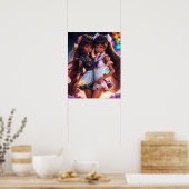 Anime Zwart Meisje Vrienden Animecore Esthetisch Poster (Keuken)