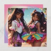Anime Zwart Meisjes Regenboog Animecore Uitnodigin (Voorkant / Achterkant)