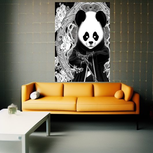 Anime zwarte en witte panda | AI Art Poster