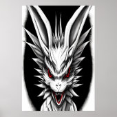 Anime zwarte, witte en rode draak | AI Art Poster (Voorkant)