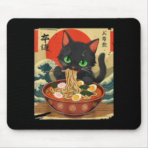 Animekat eet Ramen Japanse Kunst Grafische Kat Ku Muismat