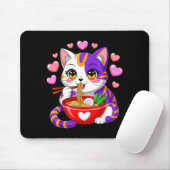 Animekat eet Ramennoedels Met Hartjes Grappig V Muismat (Met muis)