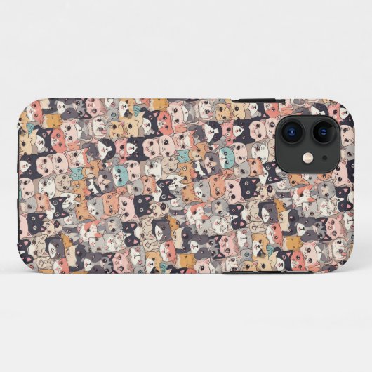 Animekatten die het patroon herhalen Case-Mate iPhone case (Achterkant (horizontaal))