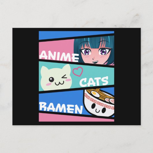 Animekatten Ramen Manga Cosplay Japan Kawaii Cadea Briefkaart (Voorkant)