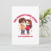Animekoppel "Perfecte Liefdesgeschiedenis" Valenti Feestdagenkaart (Staand voorkant)