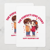 Animekoppel "Perfecte Liefdesgeschiedenis" Valenti Feestdagenkaart (Voorkant / Achterkant)