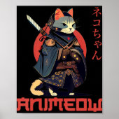 ANIMEOW Fun Cute Samurai Kawaii Cat Ninja Costume Poster (Voorkant)