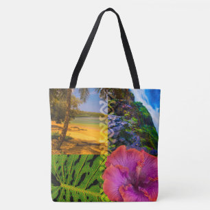 Anini Beach, Kauai Hawaiian Collage Beach Bag Tote Bag