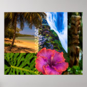 Anini Beach, Kauai Hawaiian Collage Poster (Voorkant)