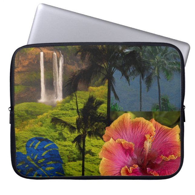 Anini Beach, Kauai Hawaiian Collage Wetsuit Laptop Sleeve (Voorkant)