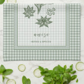 Anise Herb Kitchen Towel – Green Gingham Border Theedoek (Gevouwen)