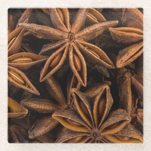 Anise Stars Pattern Glazen Onderzetter (Voorkant)