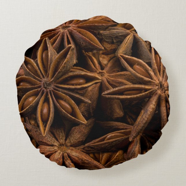 Anise Stars Pattern Rond Kussen (Achterkant)
