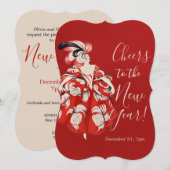 Anisette Red New Year's Eve Invitation Kaart (Voorkant / Achterkant)