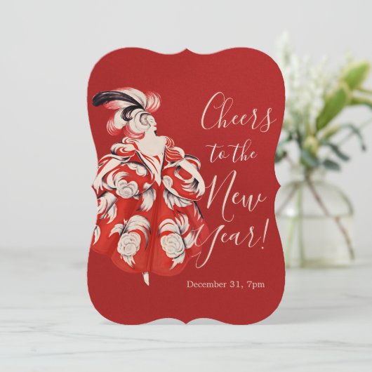Anisette Red New Year's Eve Invitation Kaart (Staand voorkant)