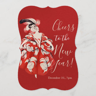 Anisette Red New Year's Eve Invitation Kaart