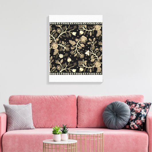 Anishinaabe bloem geborduurde appliqué kunst canvas afdruk (Insitu (Woonkamer))