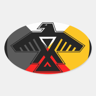 Anishinaabe Thunderbird in de vier richtingen Ovale Sticker