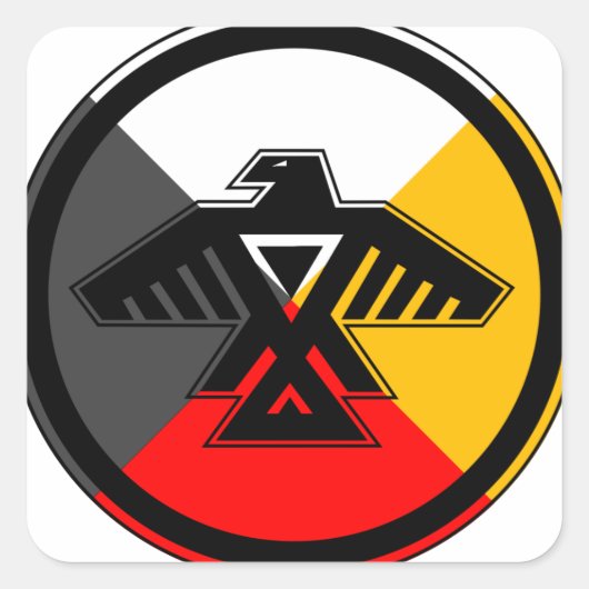 Anishinaabe Thunderbird in de vier richtingen Vierkante Sticker (Voorkant)