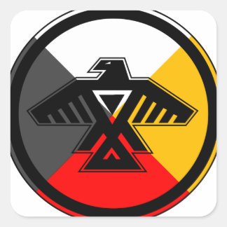 Anishinaabe Thunderbird in de vier richtingen Vierkante Sticker