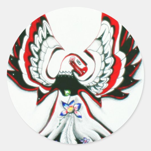 Anishinaabe Thunderbird Ronde Sticker (Voorkant)