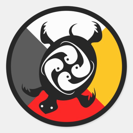 Anishinabek Dodem Miskwaadesi Ronde Sticker (Voorkant)