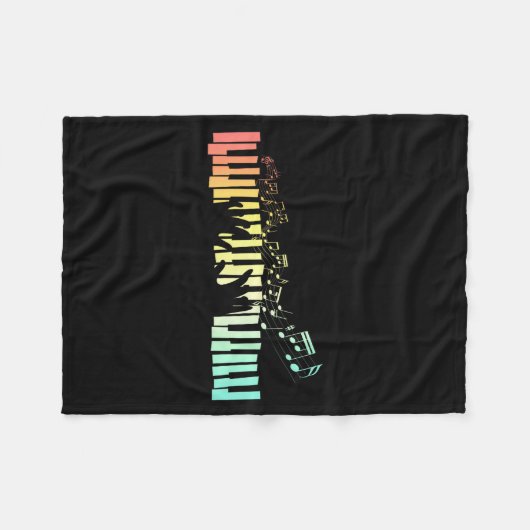 Anist Keyboards Music Notes Ano Fleece Deken (Voorkant (Horizontaal))