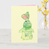 Anita Bunny Blank Full-Color Kaart Verticaal (Gele Bloem)