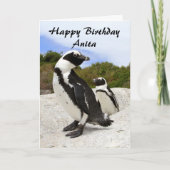 Anita Happy Birthday Afrikaanse Pinguïns Humor Kaa Kaart (Voorkant)