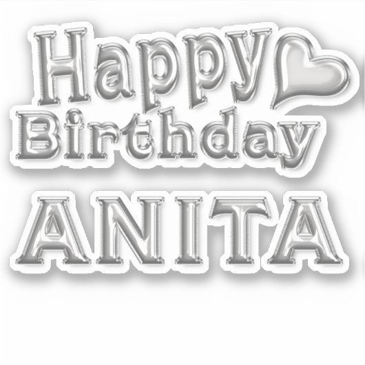 Anita Happy Birthday silver Aufkleber Sticker (Voorkant)