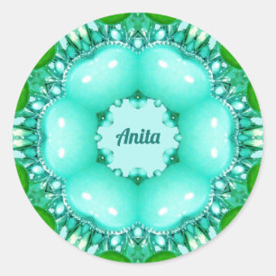 ANITA ~ Helder Abstract Fractal Pattern ~ Ronde Sticker