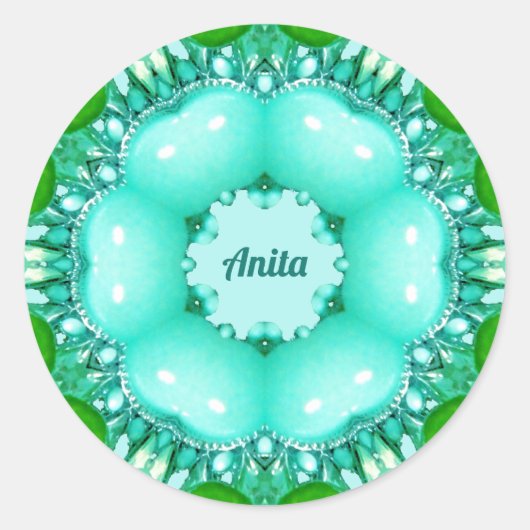 ANITA ~ Helder Abstract Fractal Pattern ~ Ronde Sticker (Voorkant)