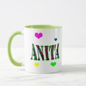 Anita, naam Logo met liefdesharten, Mok (Links)