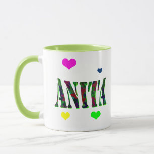 Anita, naam Logo met liefdesharten, Mok
