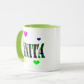Anita, naam Logo met liefdesharten, Mok (Voorkant links)