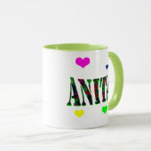 Anita, naam Logo met liefdesharten, Mok (Voorkant rechts)