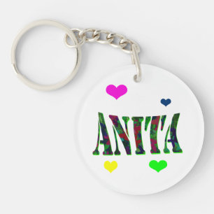 Anita, naam Logo met liefdesharten, Sleutelhanger