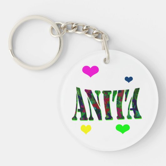 Anita, naam Logo met liefdesharten, Sleutelhanger (Voorkant)