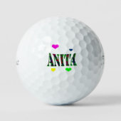 Anita, Name Logo With Love Hearts, Golfballen (Voorkant)