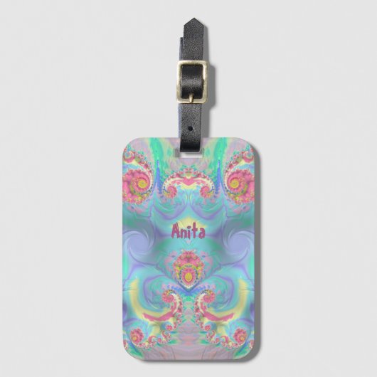 ANITA ~ Roze Yellow Mauve Aqua design Bagagelabel (Voorkant (verticaal))