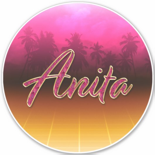 Anita Vorname Name golden pink Aufkleber Sticker (Voorkant)